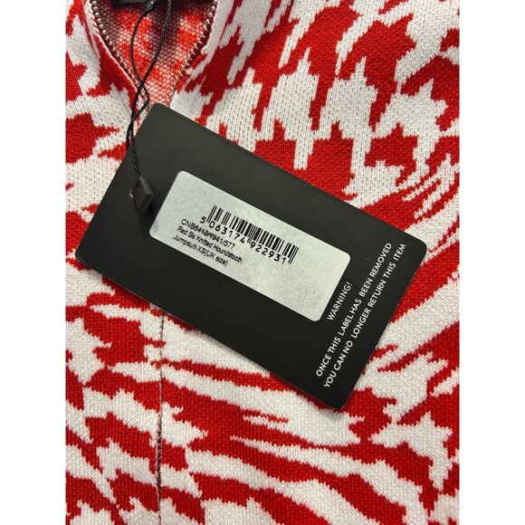 Pretty Little Thing PLT Red Ski Knitted Houndstooth Jumpsuit XS NWT - Picture 8 of 9